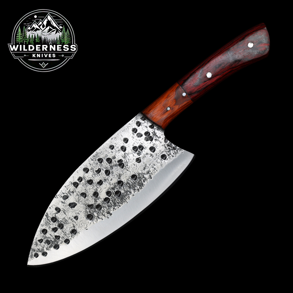 Custom Handmade Carbon Steel Chef Knife with Color Wood Handle