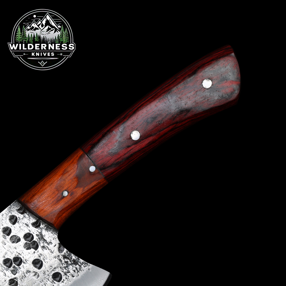 Custom Handmade Carbon Steel Chef Knife with Color Wood Handle