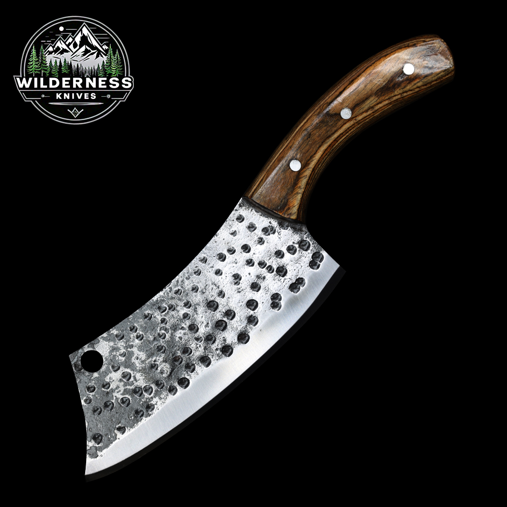 Viking Butcher Knife – Hand-Forged Carbon Steel Blade with Leather Sheath