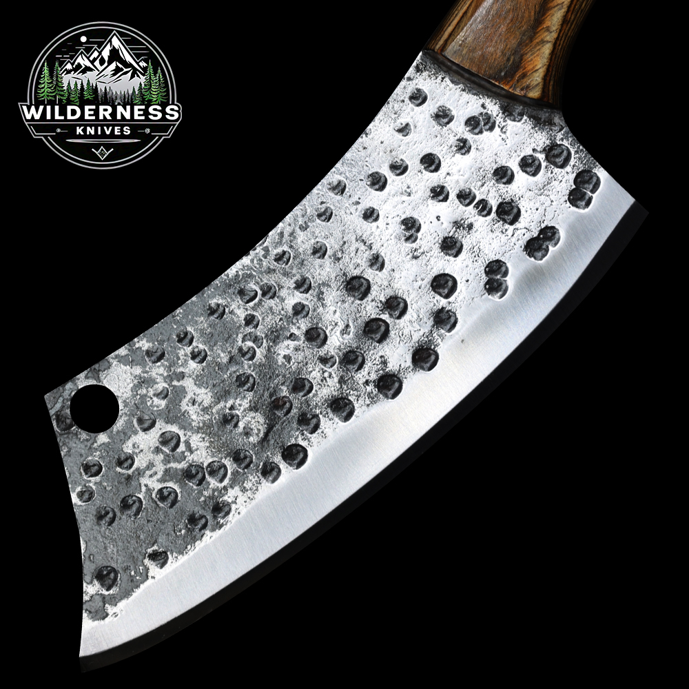 Viking Butcher Knife – Hand-Forged Carbon Steel Blade with Leather Sheath