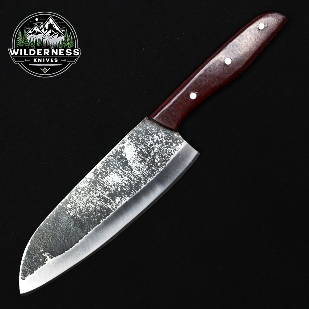 Premium Chef Knife with Carbon Steel Blade & Leather Sheath