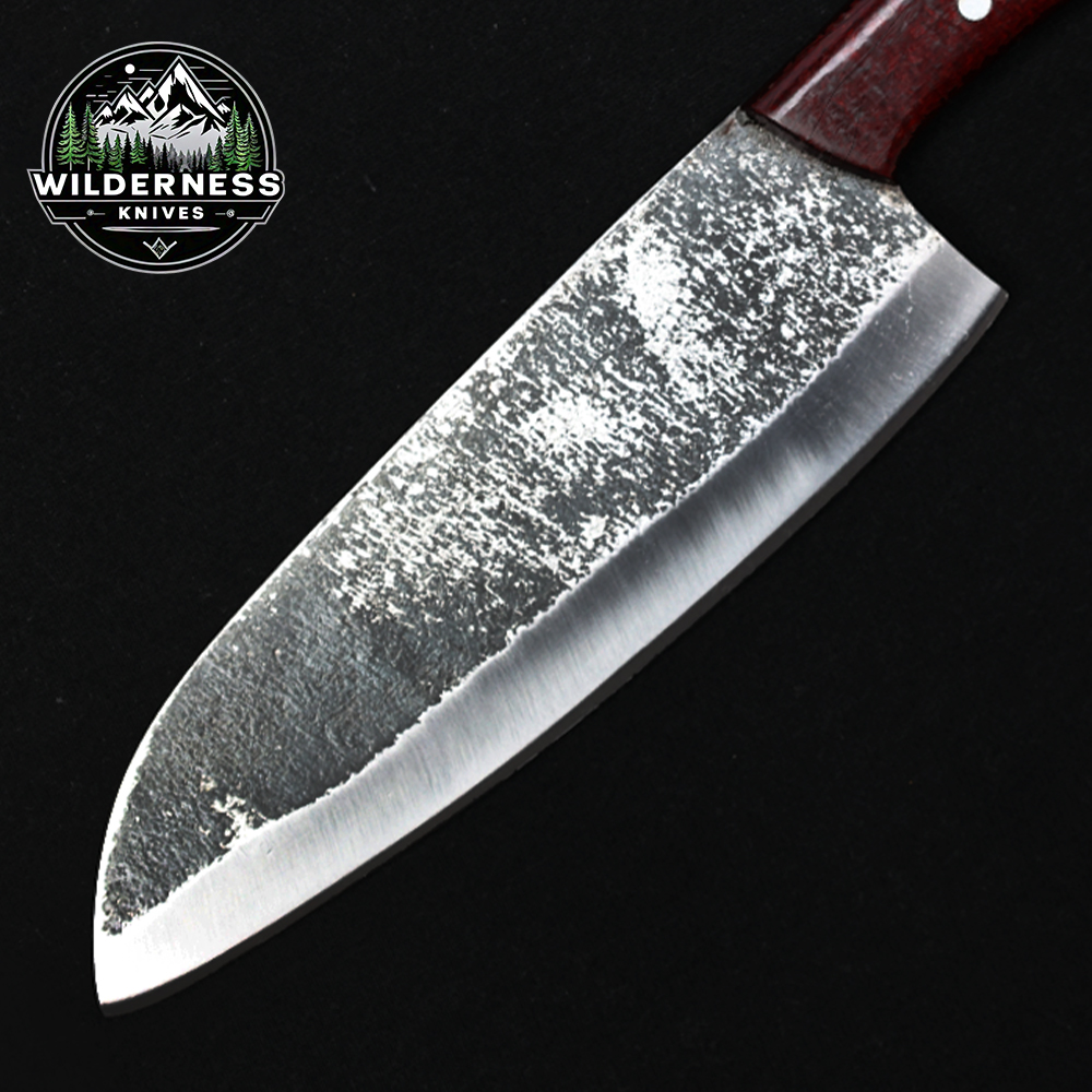 Premium Chef Knife with Carbon Steel Blade & Leather Sheath