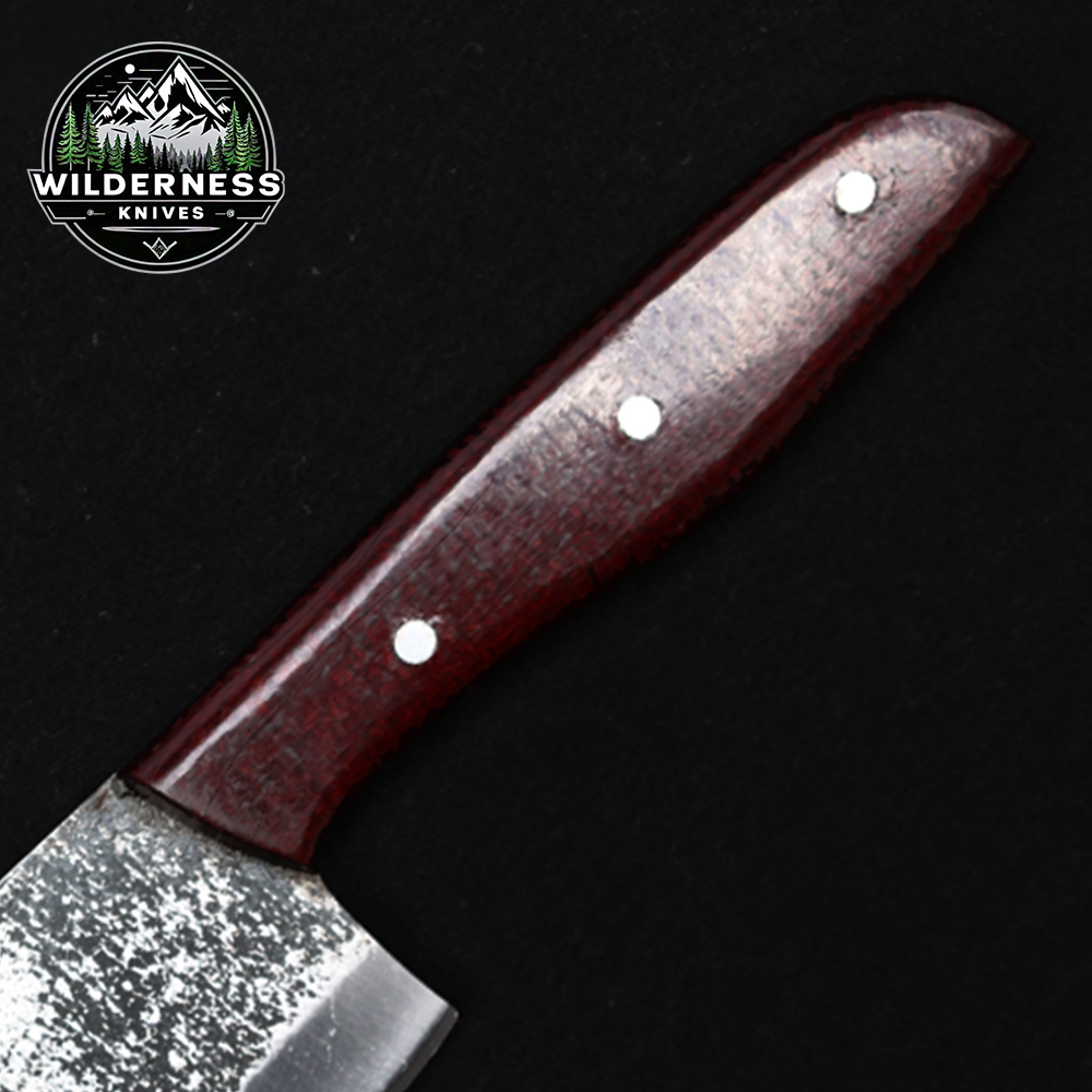 Premium Chef Knife with Carbon Steel Blade & Leather Sheath