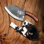 Handmade Carbon Steel Serbian Knife with Color Wood Handle
