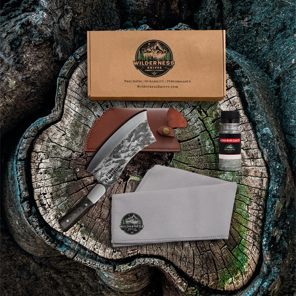 Expertly Forged Viking Cleaver with Leather Sheath – Rugged Performance by Wilderness Knives®