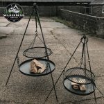 Large Firepit Set – Adjustable Tripod, Grill & Suspended Fire Bowl