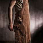 Handmade Leather Chef Apron with Knife Pocket
