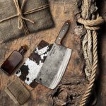 Hand-Forged Cleaver Knife with Leather Sheath – Rustic Butcher’s Blade