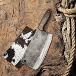 Hand-Forged Cleaver Knife with Leather Sheath – Rustic Butcher’s Blade