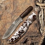 Premium Handcrafted Hunting Knife with Wood Handle & Leather Sheath